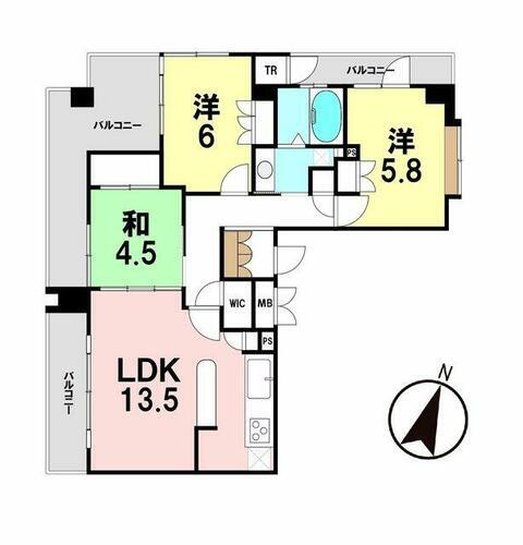 サンデュエル八山田　５階 5階 3LDK 物件詳細