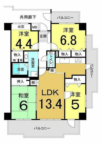 アミング潮江ウエスト１番館 4階 4LDK 物件詳細