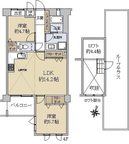 パレ六甲篠原 4階 2LDK 物件詳細