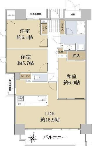 グランドメゾン江戸堀 6階 3LDK 物件詳細