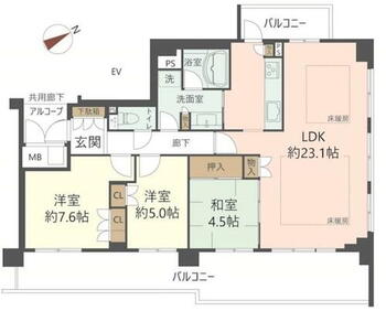  ３ＬＤＫ　８９．１０m2　三方角住戸♪