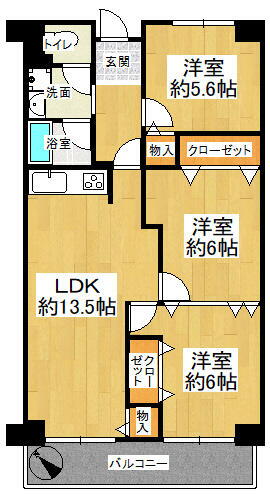 サニータウン羽倉崎駅前　弐番街壱号館　２階 フルリフォーム済みの3LDKです♪