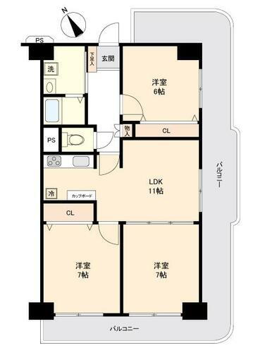 サニーコーポ枚方光善寺 4階 3LDK 物件詳細