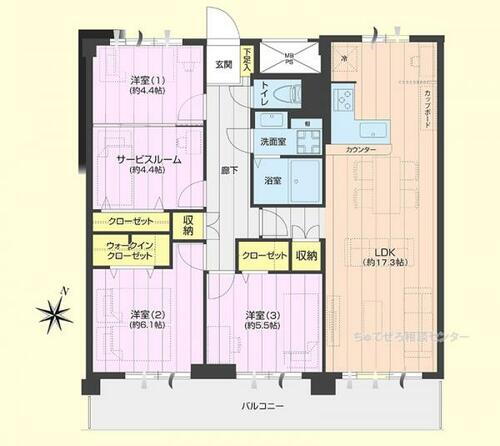 グリーンコーポ相模大野Ａ棟６階　相模大野駅歩１６分 6階 3SLDK 物件詳細