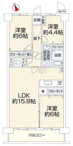 コスモ市川エルミタージュ 3階 3LDK 物件詳細