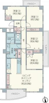 ＲＥＮＯＶＡ　１階角住戸　南向き住戸のマンション 99.40平米の4LDK+SICです。