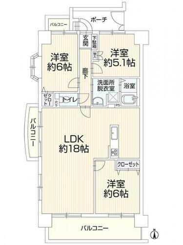 ダイアパレスシャトーヴュー萱町　２０１ 2階 3LDK 物件詳細