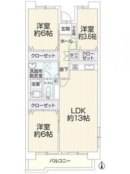 サンハイツ八事ふじみＡ棟　Ａ棟－４０２ 間取り