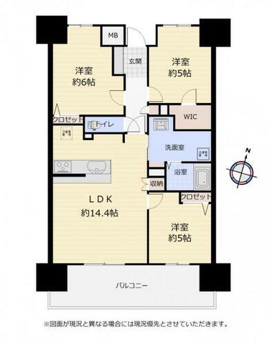 ヴィスタシア多賀城 （間取）１１階南向きで陽当りの良いお部屋です。豊富な収納スペースでお部屋もキレイに保てます。