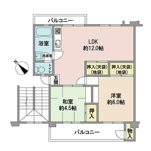 平尾住宅第４２号棟 5階 2LDK 物件詳細