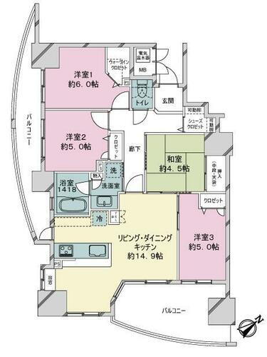 オーヴィジョン紫原 3階 4LDK 物件詳細