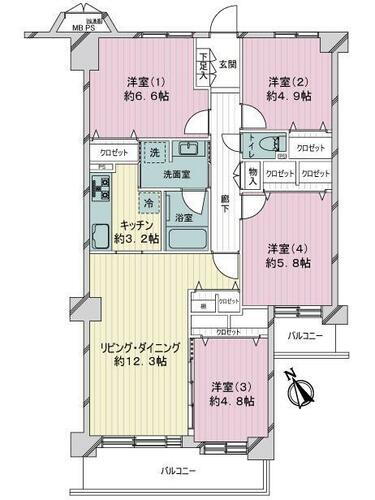 グリーンパーク西葛西 3階 4LDK 物件詳細