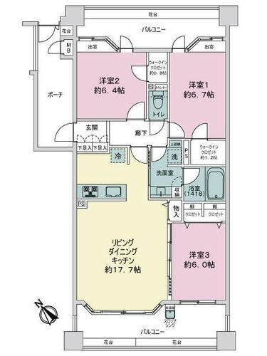 レクセルプラッツァ柏 2階 3LDK 物件詳細