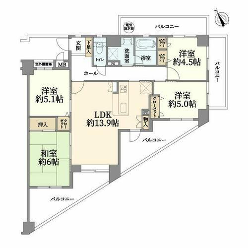 グリーンマンションやよい坂ＩＩ 5階 4LDK 物件詳細