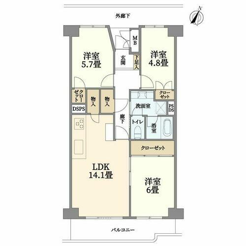 大船パークタウンＢ棟 7階 3LDK 物件詳細