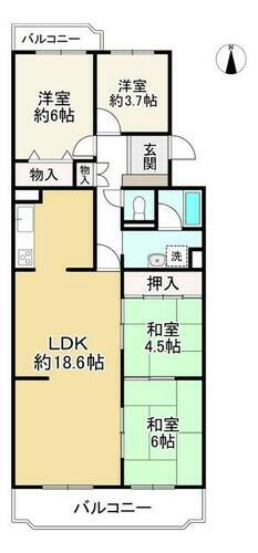 サンハイツ高槻５号館 4階 4LDK 物件詳細