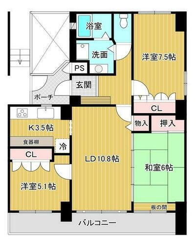 サイセリア宇治Ｂ棟 2階 3LDK 物件詳細