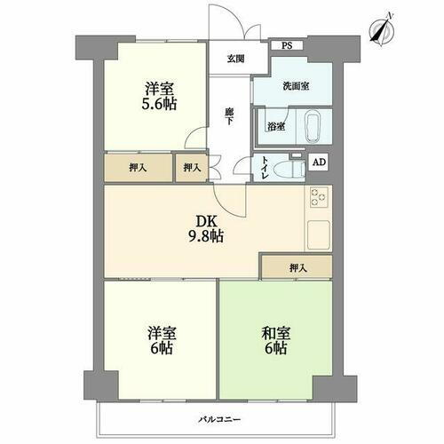 ドルミ京橋 5階 3DK 物件詳細