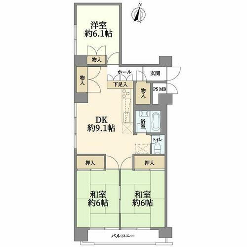 皐月マンション那の川 7階 3DK 物件詳細