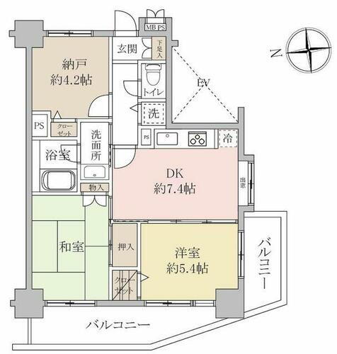 ライオンズマンション吉川駅前 ■10階部分、西・南側にバルコニーがあり、陽当たり・通風良好！■2DK+納戸(約4.5帖)
