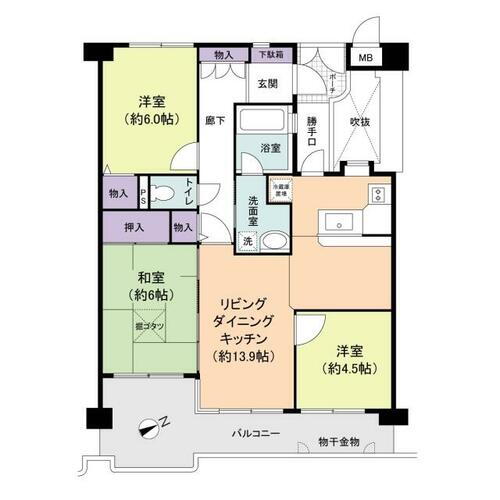 メゾンドール羽衣伽羅橋 5階 3LDK 物件詳細