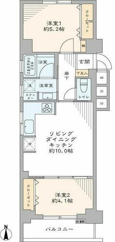 ハイネス菊屋橋 南西角部屋の陽当たり良好な2LDKです。キッチンや浴室、洗面室にも窓があり明るい間取りのお部屋です。