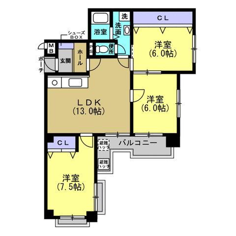 エイコースカイハイツ 【間取図】管理規約に定められている専有部分の給排水管に漏水や故障があった場合は、弊社が引き渡しから2