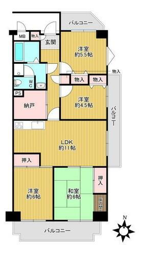 ローレルハイツ八尾３号棟 7階 4LDK 物件詳細