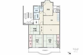 藤森西住宅Ｓ棟 間取りは専有面積93.76平米の4LDK。続き間が多く間取りのアレンジがしやすいプラン。