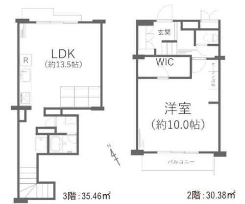 海が臨め　駅が近い　金沢八景マンション２階 メゾネットで2階にLDK、11階に寝室です。