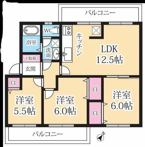 フラワリータウン志紀Ａ棟 2階 3LDK 物件詳細