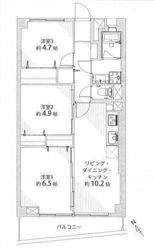 鹿島田セントラルマンション ３LDK、価格3398万円、専有面積59.85平米