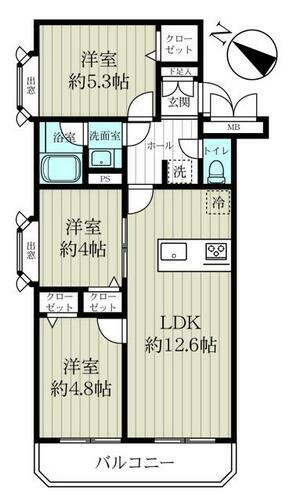 ライオンズマンション二子新地 ■最上階　■南西角部屋■３LDK　59.74平米■令和2年　室内リノベーション