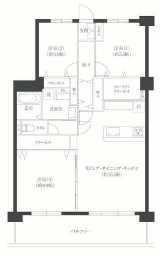 高槻・阿武山三番街３０４号棟 3階 3LDK 物件詳細