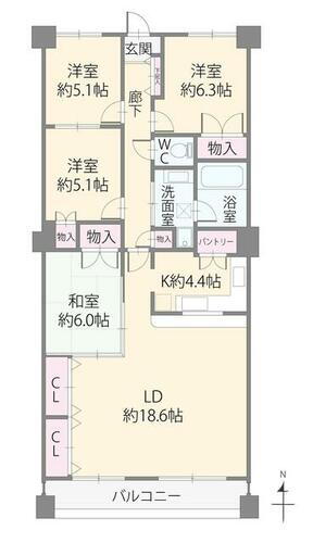 レインボーティアラ豊山 6階 4LDK 物件詳細