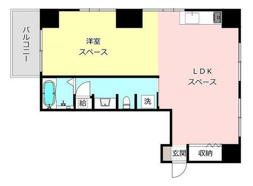 浅の川ハイム ＬＤＫスペース＋洋室スペース、洗面脱衣＋トイレ、浴室、バルコニー