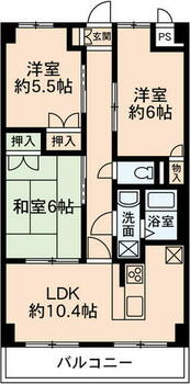 サンフラット若木　５階　交換済　キッチン　フローリング　洗面化粧台