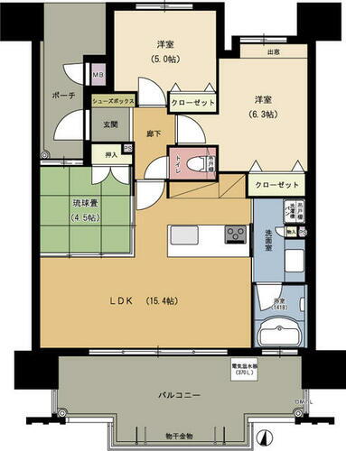 エイルマンション別府青山Ⅱ 採光・眺望良好な南向き最上階住戸！全居室フローリングタイプの３ＬＤＫ！専有面積６７．１７㎡！