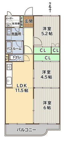 シャルム湊 2階 3LDK 物件詳細