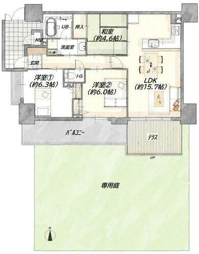 グランアッシュ寝屋川シティーマークノースリッジ 1階 3LDK 物件詳細