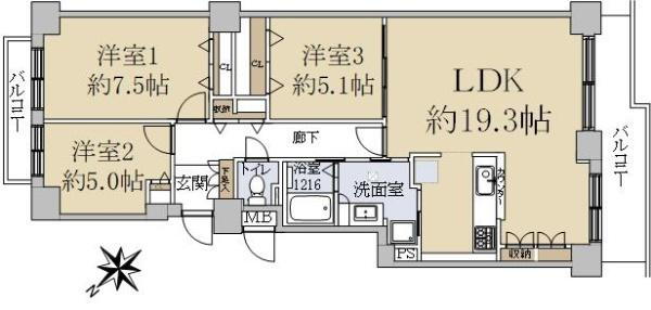 ＳタウンＤ棟 1階 3LDK 物件詳細