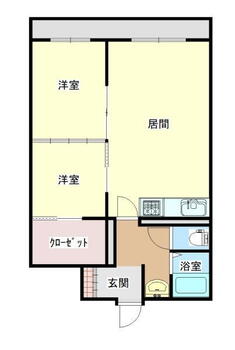 第６美園マンション 2LDK、価格160万円、専有面積54.65m<sup>2</sup> 