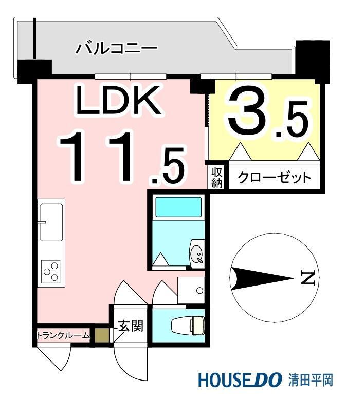 Ｒ５年７月リフォーム完了済み！（クロス、フローリング、浴室、トイレ、キ 1LDK、価格860万円、専有面積31.2m<sup>2</sup>、バルコニー面積6.44m<sup>2</sup> １LDKの中古マンションです。居室にはクローゼット。LDKには棚つきの収納があります！