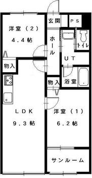 九条橋ハイホーム 2LDK、価格980万円、専有面積47.94m<sup>2</sup> 