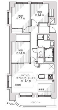 ダイアパレス大通東 3LDK、価格2990万円、専有面積71.64m<sup>2</sup>、バルコニー面積7.57m<sup>2</sup> 