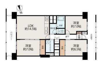 ラポール二十四軒１号棟 3LDK、価格1390万円、専有面積82.96m<sup>2</sup>、バルコニー面積12.06m<sup>2</sup> 12階の角部屋なので、室内が広めに確保されています!!