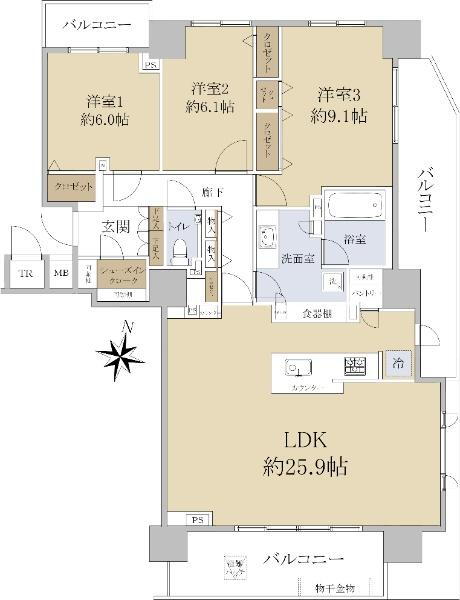 レーベン大通公園ＴＨＥ　ＣＥＮＴＲＡＬ　ＥＡＳＴ 15階 3LDK 物件詳細