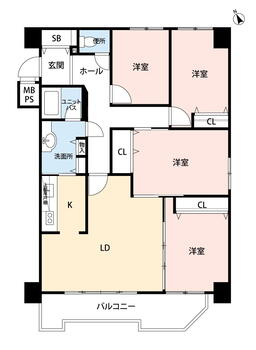 ライオンズマンション本郷通 4LDK、価格2390万円、専有面積84.24m<sup>2</sup>、バルコニー面積9.1m<sup>2</sup> 