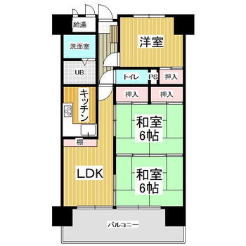 パークハイツ本町 3LDK、価格948万円、専有面積67.56m<sup>2</sup>、バルコニー面積10.88m<sup>2</sup> 