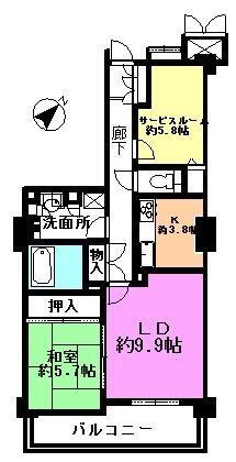 グラン・ディ・セーラムＴ１　８階８０３号室 1LDK+S、価格1880万円、専有面積61.49m<sup>2</sup> 